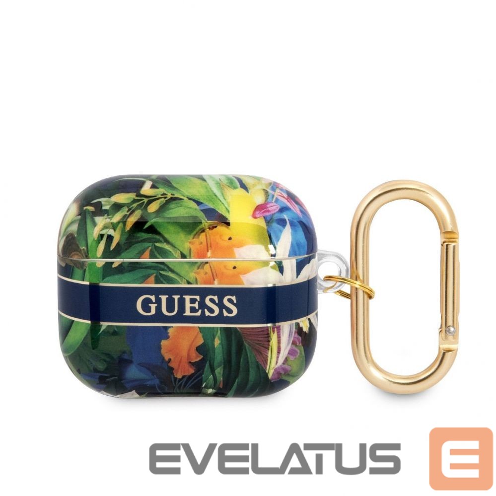 Maciņš austiņām Guess Apple Airpods 3 TPU Flower Print Case Blue