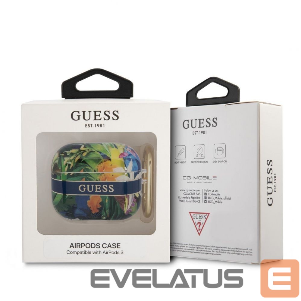 Maciņš austiņām Guess Apple Airpods 3 TPU Flower Print Case Blue