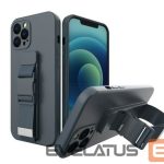 Aizmugurējais vāciņš iLike Samsung Galaxy A22 5G Rope case gel TPU airbag case cover with lanyard Navy Blue