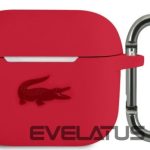 Maciņš austiņām Lacoste Apple Airpods 3 Liquid Silicone Glossy Printing Logo Case Red