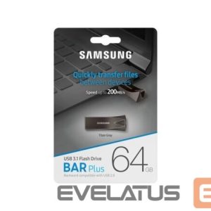 Zibatmiņa Samsung  Samsung BAR Plus MUF-64BE4/APC 64 GB, USB 3.1, Grey 