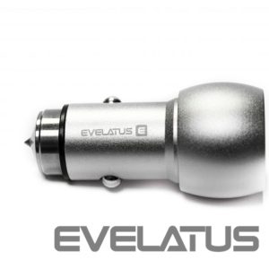 Auto lādētāji Evelatus Universal Car Charger ECC01 2USB port 3.1A with stainless steel escape tool Silver