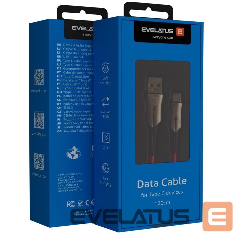 Kabelis Evelatus - Type-C Data Cable TPC02 Black