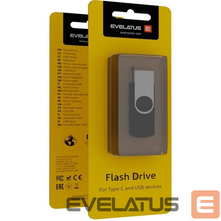 Zibatmiņa Evelatus USB Flash to Type C EFD02 64GB Black