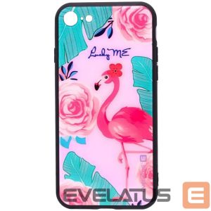 Aizmugurējais vāciņš Evelatus Apple iPhone 7/8/SE 2020 Picture Glass Case Flamingo Party
