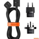 Adapteris Baseus Universal PowerCombo cable / extension cord with mini power strip 1m black (EU and UK power adapter Black