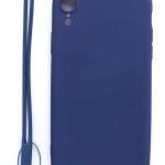 Aizmugurējais vāciņš Evelatus Apple iPhone XR Soft Touch Silicone Case with Strap Dark Blue