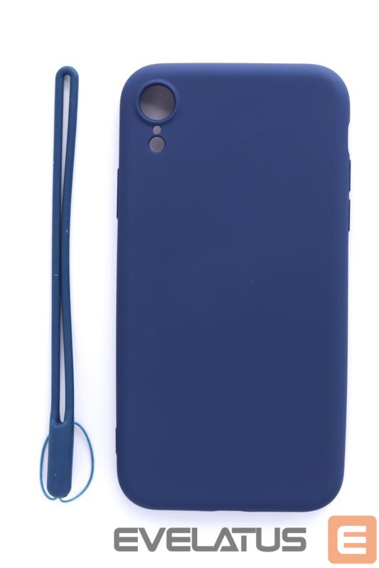 Aizmugurējais vāciņš Evelatus Apple iPhone XR Soft Touch Silicone Case with Strap Dark Blue