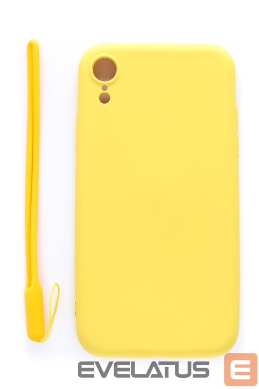 Aizmugurējais vāciņš Evelatus Apple iPhone XR Soft Touch Silicone Case with Strap Yellow