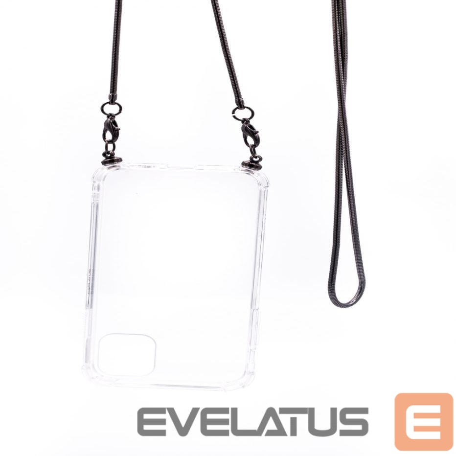 Aizmugurējais vāciņš Evelatus Apple iPhone 11 Pro Silicone Transparent with Necklace TPU Strap Space Gray