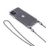 Aizmugurējais vāciņš Evelatus Apple iPhone 11 Pro Silicone Transparent with Necklace TPU Strap Space Gray