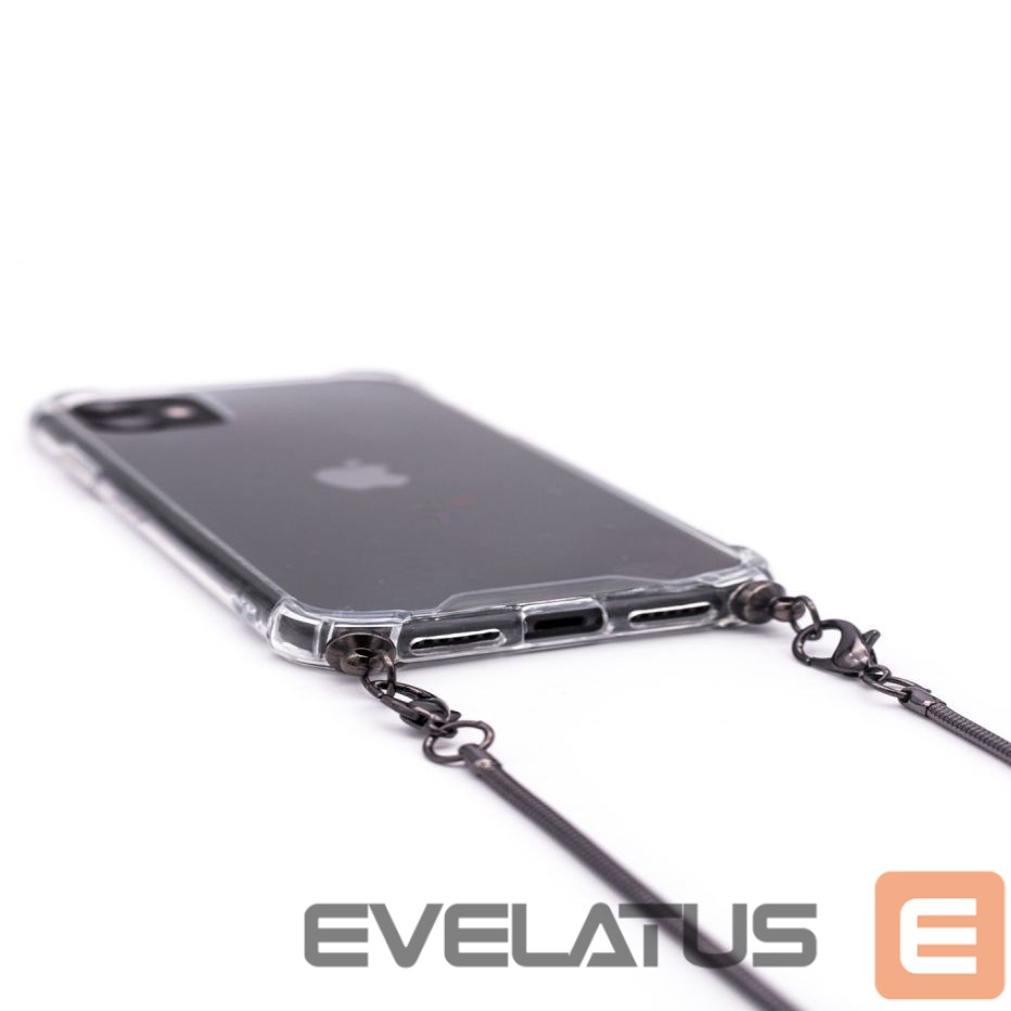Aizmugurējais vāciņš Evelatus Apple iPhone 11 Pro Silicone Transparent with Necklace TPU Strap Space Gray