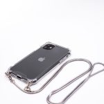 Aizmugurējais vāciņš Evelatus Apple iPhone 11 Pro Silicone Transparent with Necklace TPU Strap Silver