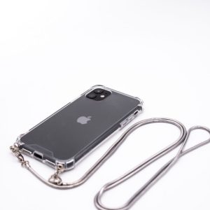 Aizmugurējais vāciņš Evelatus Apple iPhone 11 Pro Silicone Transparent with Necklace TPU Strap Silver