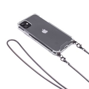 Aizmugurējais vāciņš Evelatus Apple iPhone 11 Pro Max Silicone Transparent with Necklace TPU Strap Space Gray