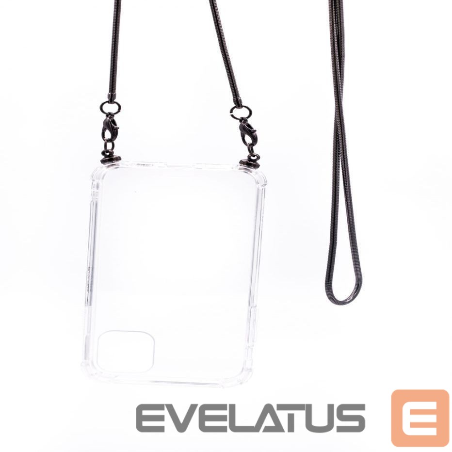 Aizmugurējais vāciņš Evelatus Apple iPhone XR Silicone Transparent with Necklace TPU Strap Space Gray