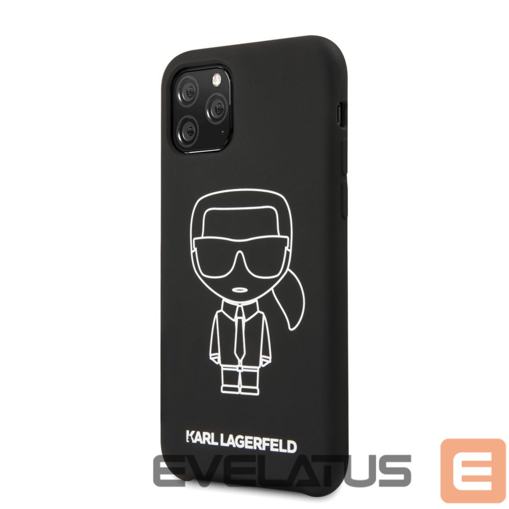 Aizmugurējais vāciņš Karl Lagerfeld Apple iPhone 11 Pro Silicone Ikonik White Outline Black