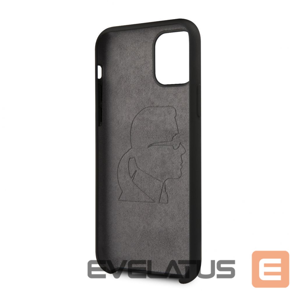 Aizmugurējais vāciņš Karl Lagerfeld Apple iPhone 11 Pro Silicone Ikonik White Outline Black