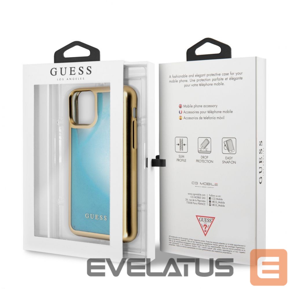 Aizmugurējais vāciņš Guess Apple iPhone 11 Pro PC/TPU Glow In Dark Sand Gold Blue