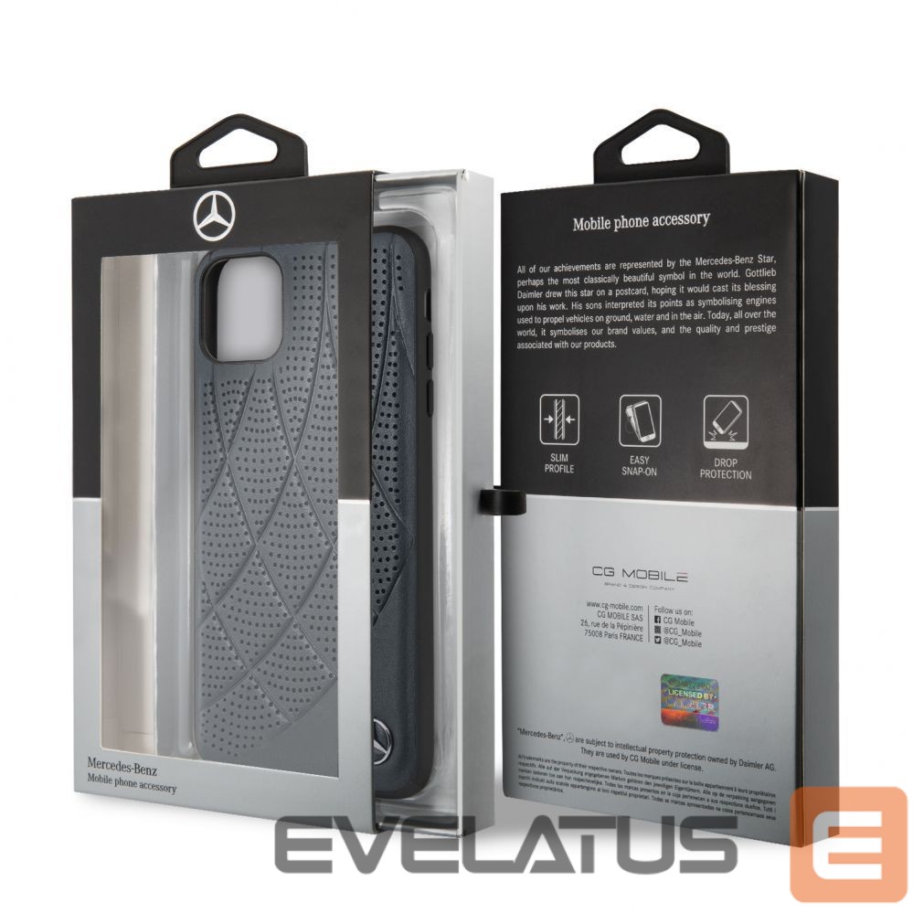 Aizmugurējais vāciņš Mercedes-Benz Apple iPhone 11 Pro Max Quilted Genuine Leather Blue