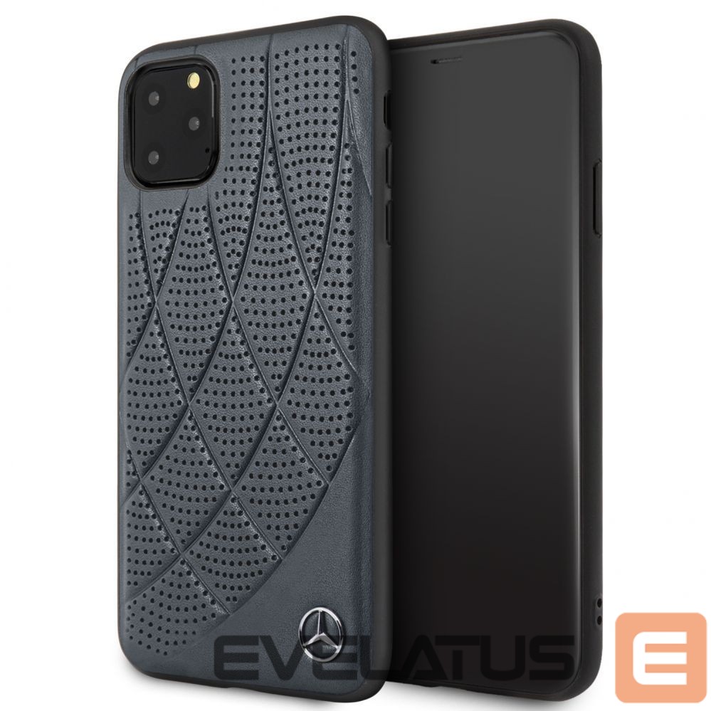 Aizmugurējais vāciņš Mercedes-Benz Apple iPhone 11 Pro Max Quilted Genuine Leather Blue