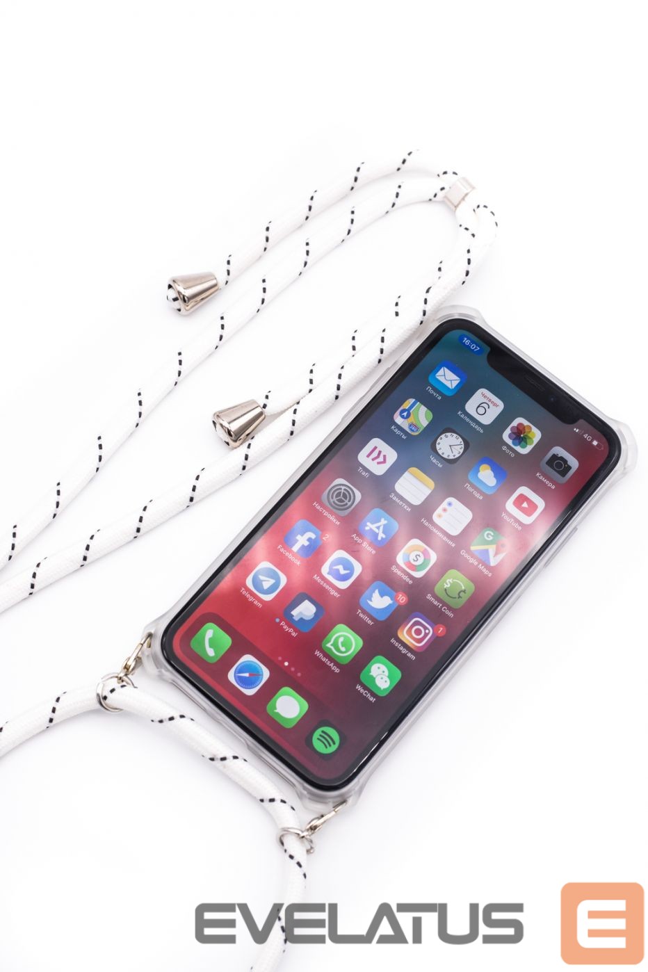 Aizmugurējais vāciņš Evelatus Samsung A10s Case with rope White Stripes Transparent