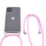 Aizmugurējais vāciņš Evelatus Apple iPhone 11 Silicone Transparent with Necklace TPU Strap Transparent Pink