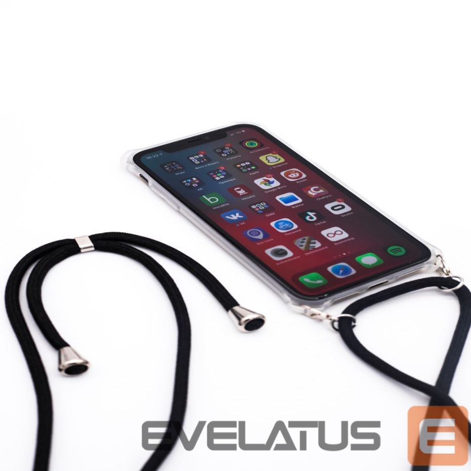 Aizmugurējais vāciņš Evelatus Apple iPhone X/XS Case with rope Black Transparent