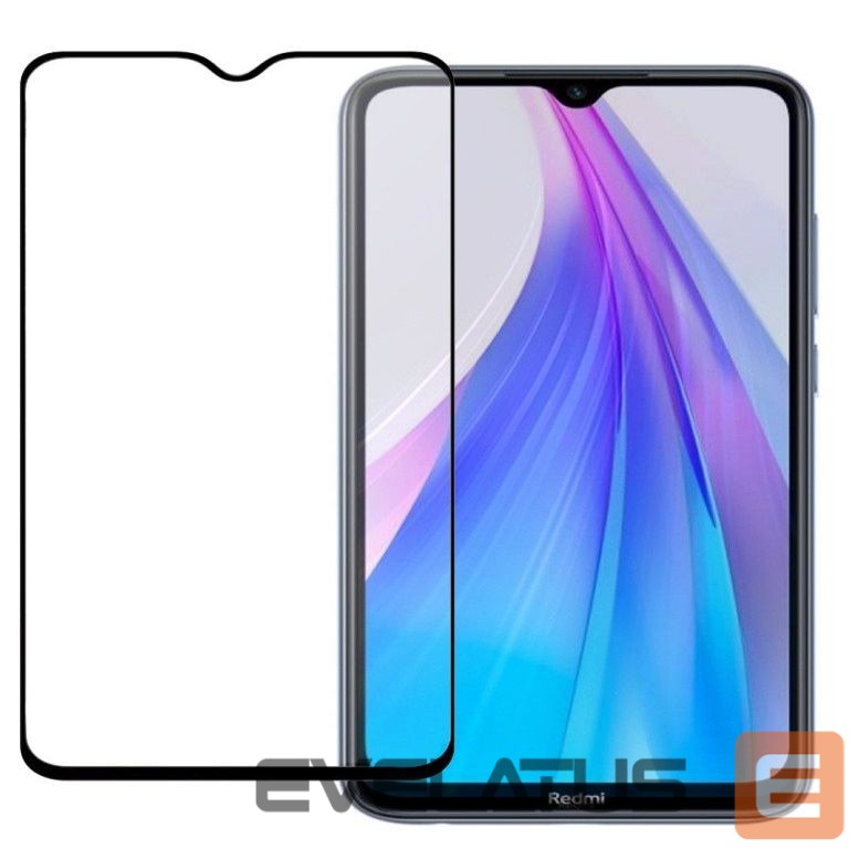 Aizsargstikls Evelatus Xiaomi Note 8T 2.5D Black Frame (Full Glue)