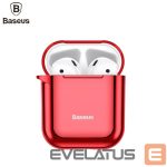 Aizmugurējais vāciņš Baseus  Metallic Shining Ultra-thin Silicone Protector Case with Hook for Airpods 1 / 2 Red