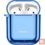 Aizmugurējais vāciņš Baseus  Metallic Shining Ultra-thin Silicone Protector Case with Hook for AirPods 1/2 Blue