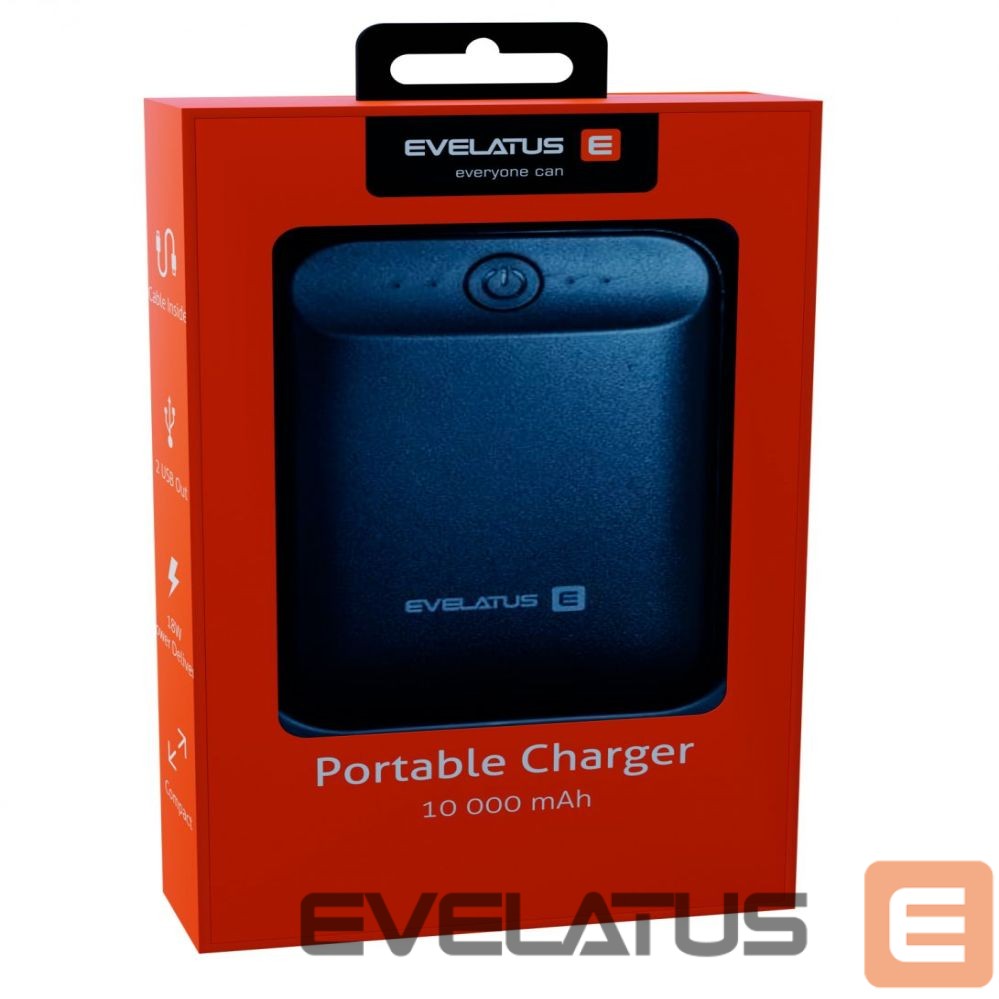 Ārējais akumulators Evelatus - Power Bank EPB07 10000 mAh Black
