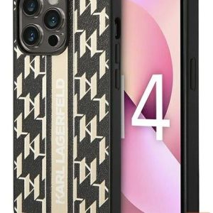 Aizmugurējais vāciņš Karl Lagerfeld Apple iPhone 14 Pro Max 6.7 Monogram Stripe Brown