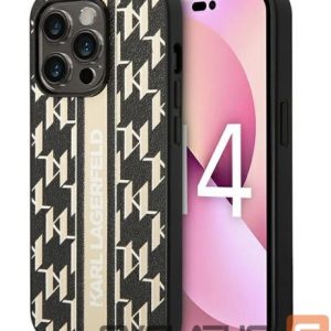Aizmugurējais vāciņš Karl Lagerfeld Apple iPhone 14 Pro 6.1 hardcase Monogram Stripe Brown
