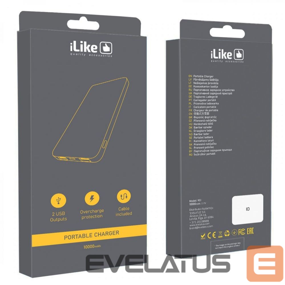 Ārējais akumulators iLike - Power Bank 951 10000 mAh White
