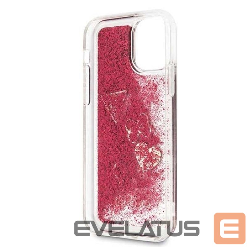 Aizmugurējais vāciņš Guess - iPhone 12 mini 5.4'' Liquid Glitter Charms Cover Rapsberry