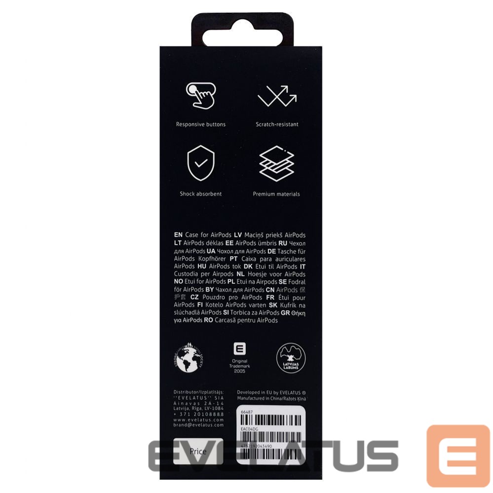 Maciņš austiņām Evelatus Apple Airpods Case EAC04 Dark Gray