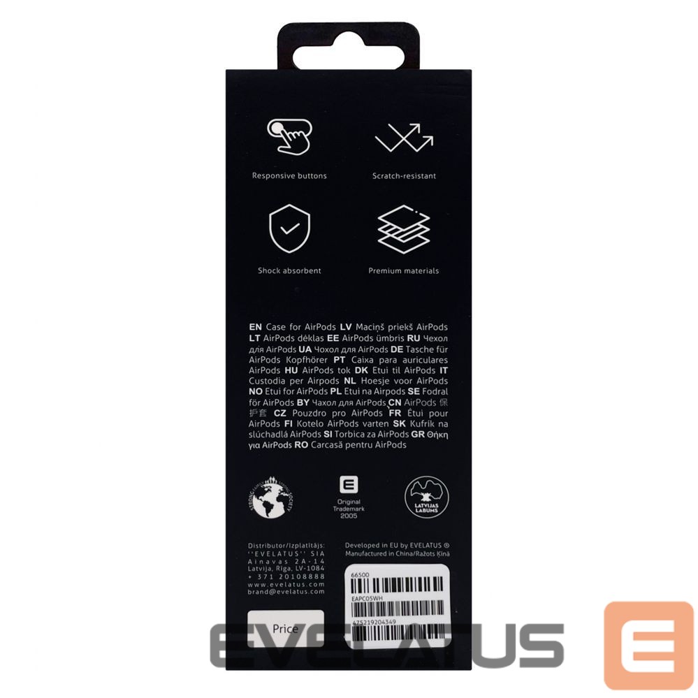Maciņš austiņām Evelatus Apple Airpods Case EAC05 White