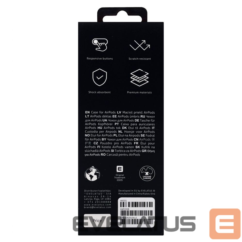 Maciņš austiņām Evelatus Apple Airpods Case EAC05 Black
