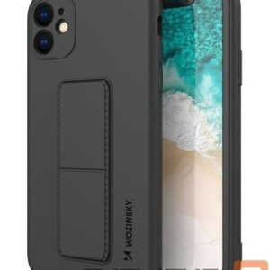 Aizmugurējais vāciņš Wozinsky - iPhone 12 silicone case with stand Kickstand Case Black