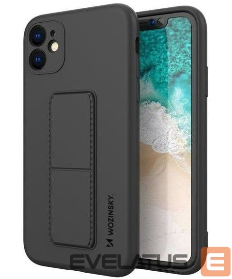 Aizmugurējais vāciņš Wozinsky - iPhone 12 silicone case with stand Kickstand Case Black