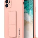 Aizmugurējais vāciņš Wozinsky Apple iPhone 12 Kickstand Case silicone case with stand Pink