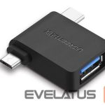Parveidotājs Ugreen  2 in 1 Adapter Micro USB Male + USB Type C Male to USB 3.0 Female Black