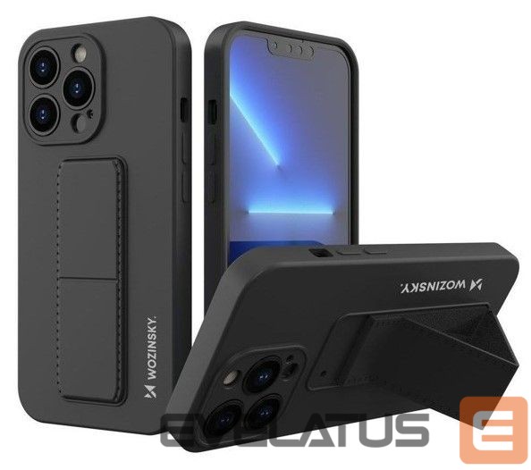 Aizmugurējais vāciņš Wozinsky Apple iPhone 13 Pro silicone case with stand Kickstand Case Black