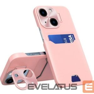 Aizmugurējais vāciņš iLike Apple iPhone 14 Leather Stand Case cover card wallet with stand Pink