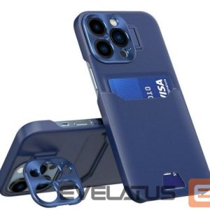 Aizmugurējais vāciņš iLike Apple iPhone 14 Pro Leather Stand Case card wallet with stand Blue