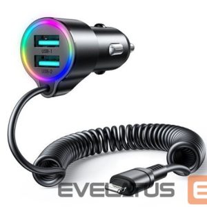 Auto lādētāji Joyroom  3-in-1 fast car charger with Lightning cable 1.5m 17W Black