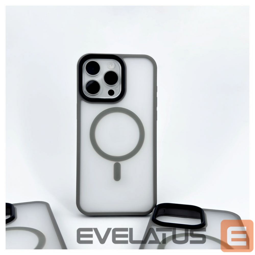 Aizmugurējais vāciņš Evelatus Apple iPhone 15 Pro Hybird Case With Magsafe PC+TPU Silver