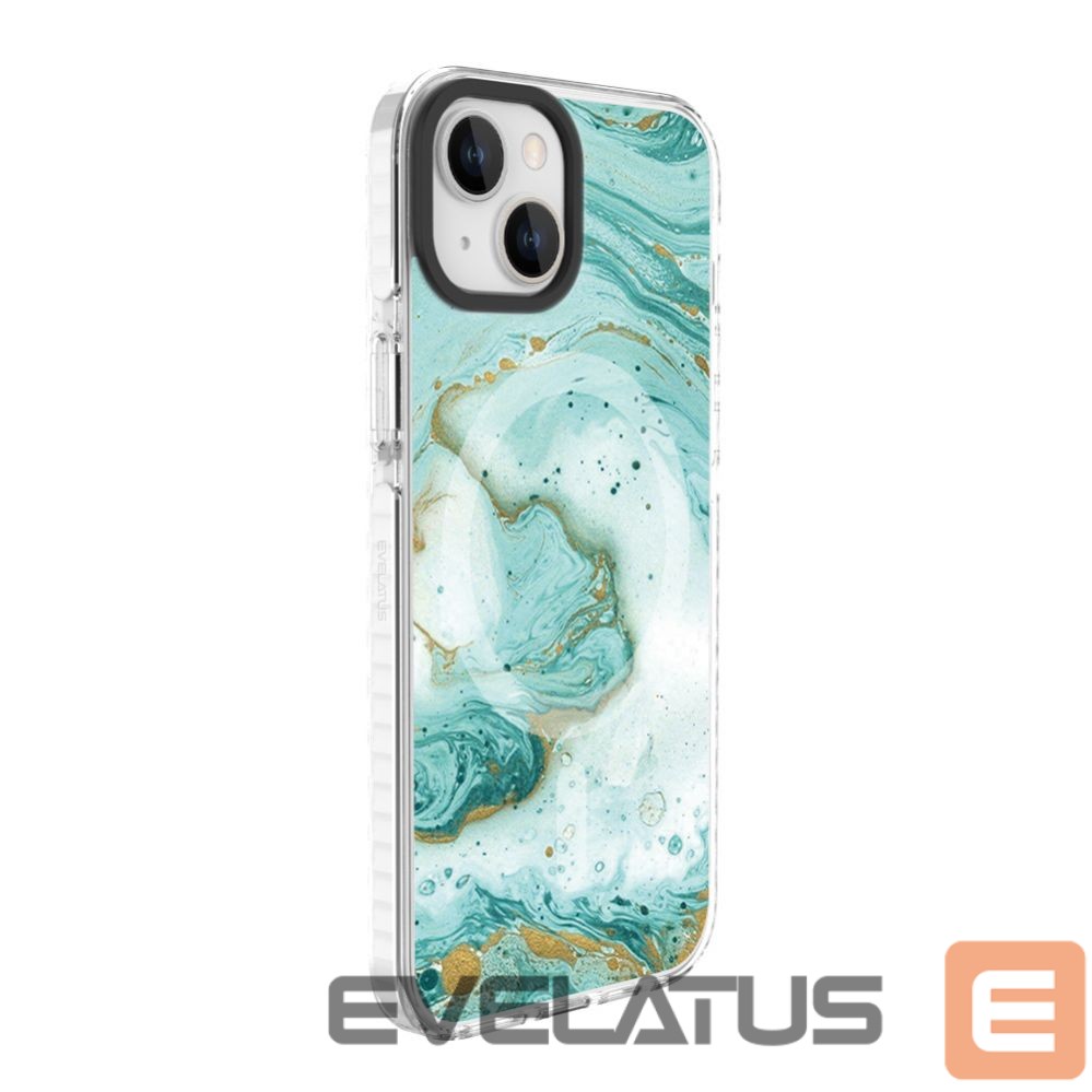 Aizmugurējais vāciņš Evelatus Apple iPhone 15 PC+TPU With MagSafe Customized Print Blue Marble