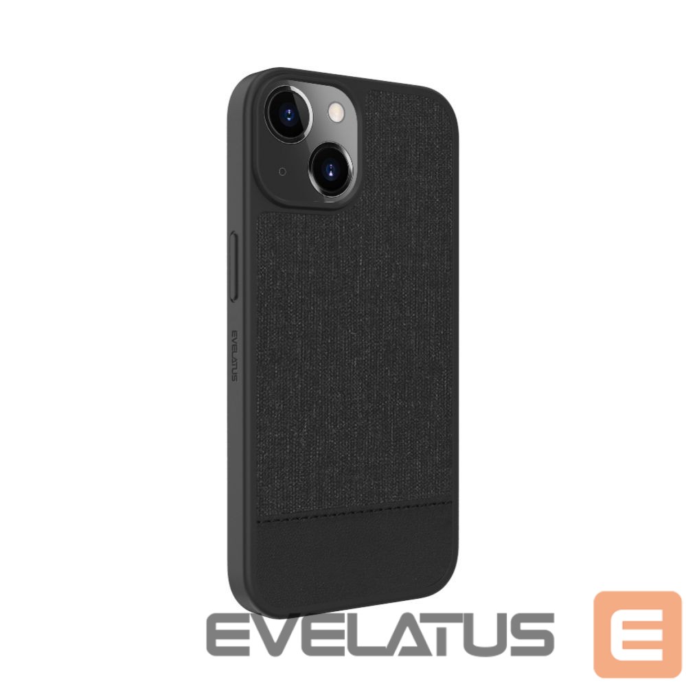 Aizmugurējais vāciņš Evelatus Apple iPhone 15 Plactic Leather Magsafe Back Cover Black